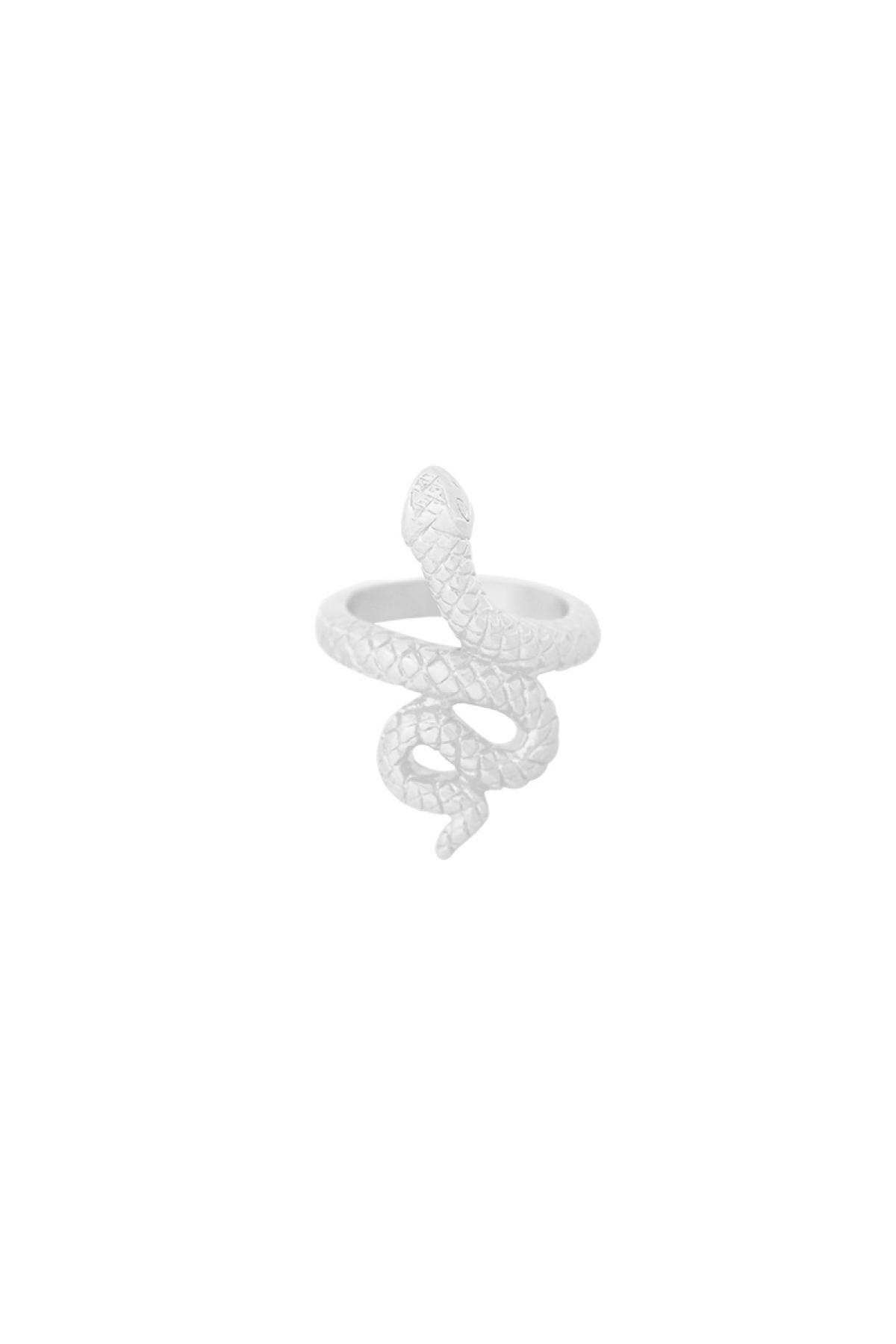Schlangenförmiger Ring aus Edelstahl – Silber – #16 h5 